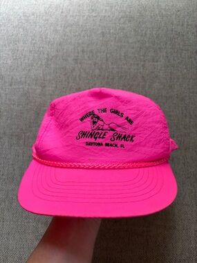 Vintage Shingle Shack Daytona Beach Florida 80s Hat Rope Snapback Hot Pink